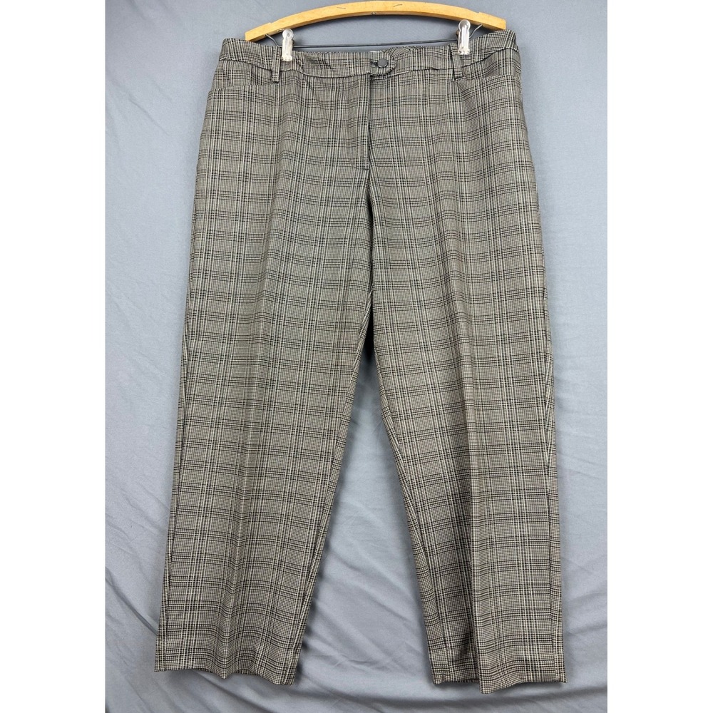 Calvin Klein Dress Pants Womens 14 Modern Fit Gray Plaid Trousers Excellent